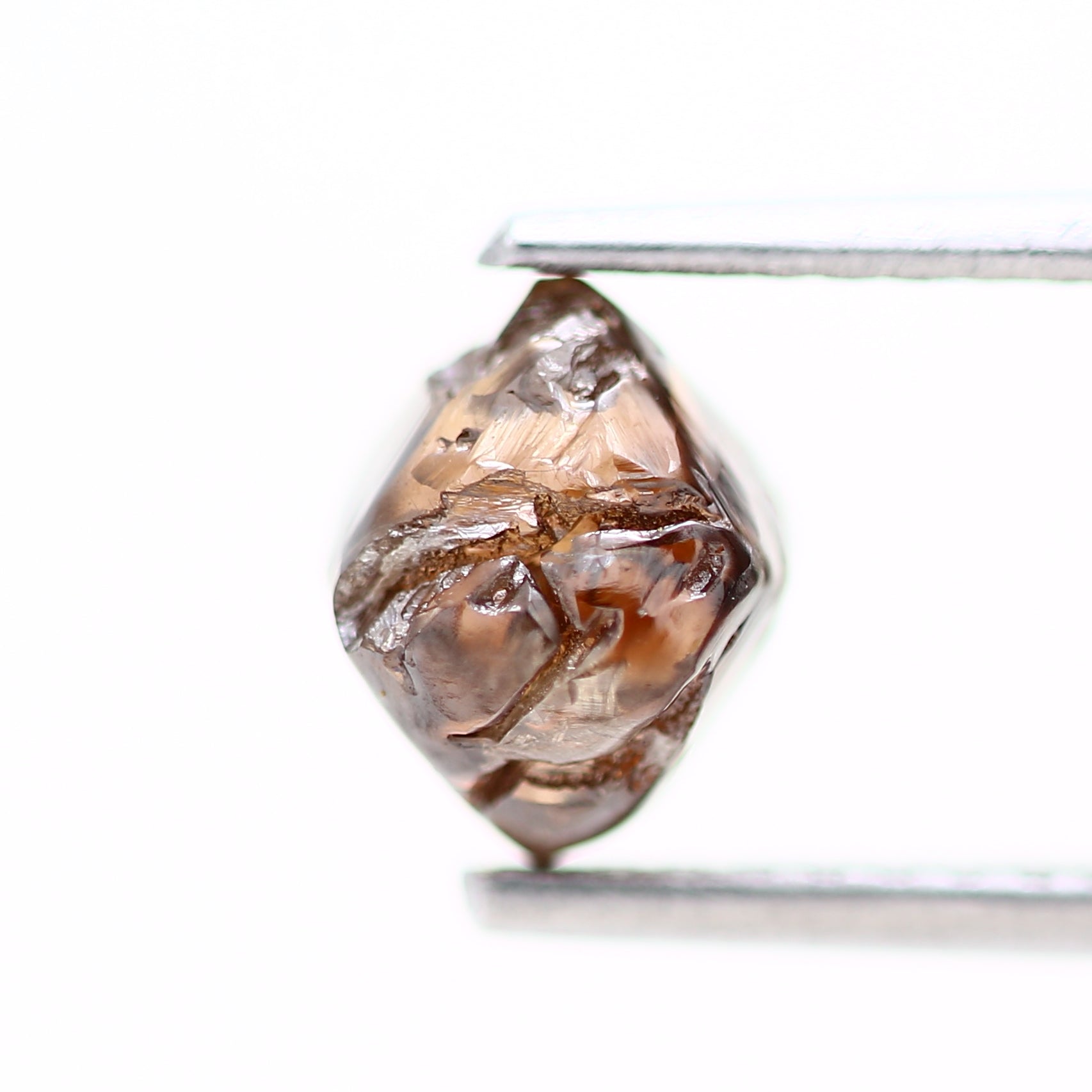 1.44 Carat Fancy Cognac Brown Octahedron Raw Rough Diamond 5.70 MM - Blackdiamond