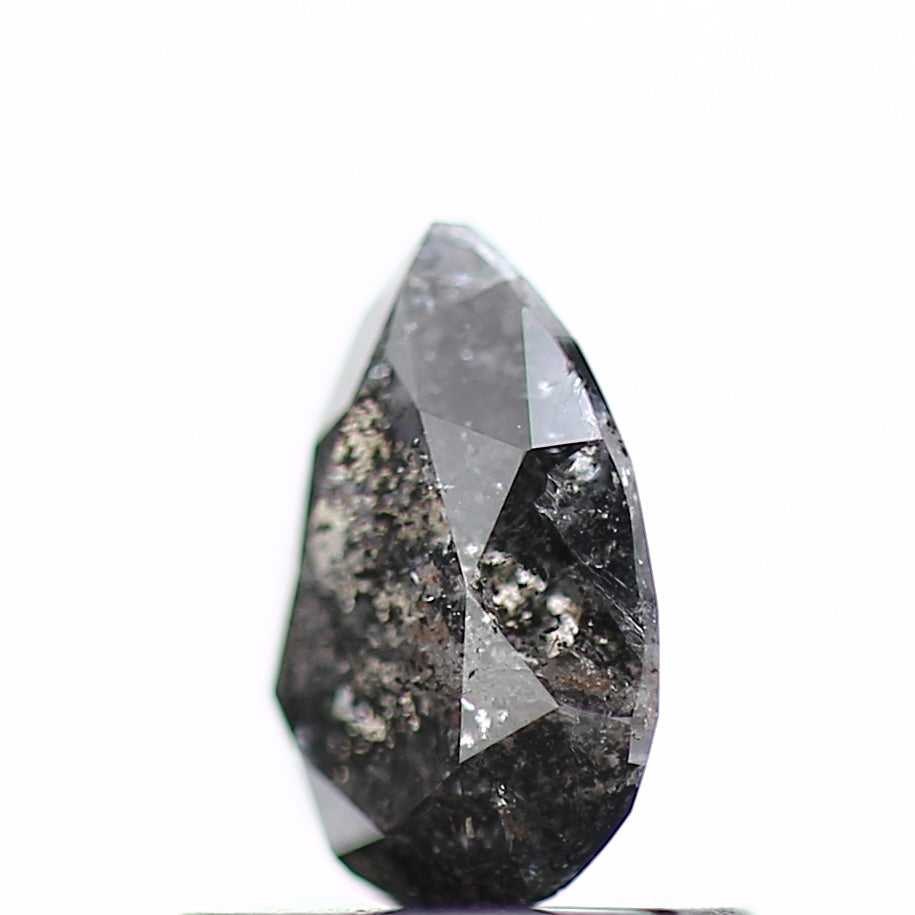 0.60 Carat Fancy Black Pear Salt and Pepper Diamond 6.63 MM