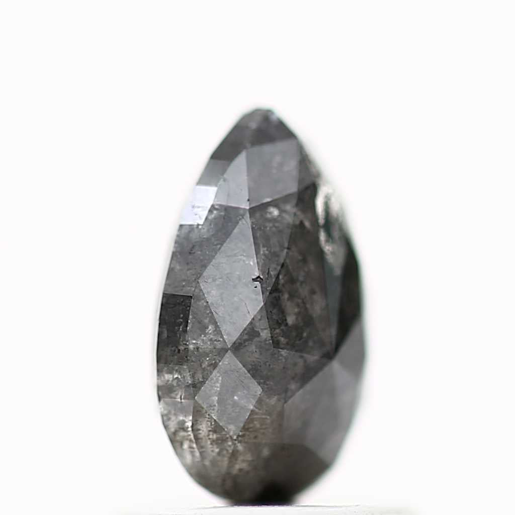 1.02 Carat Natural Black Pear Salt and Pepper Diamond 7.58 MM