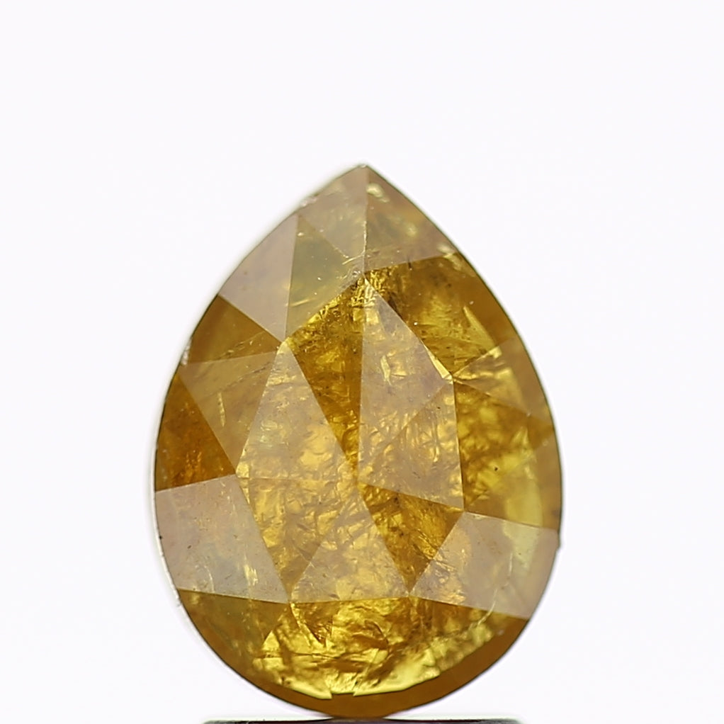 1.91 Carat Pear Salt and Pepper Diamond Fancy Yellow 9.60 MM