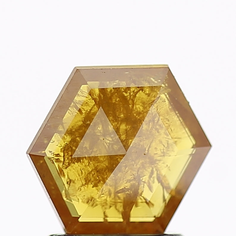 0.86 Carat Fancy Yellow Hexagon Salt and Pepper Diamond 7 MM