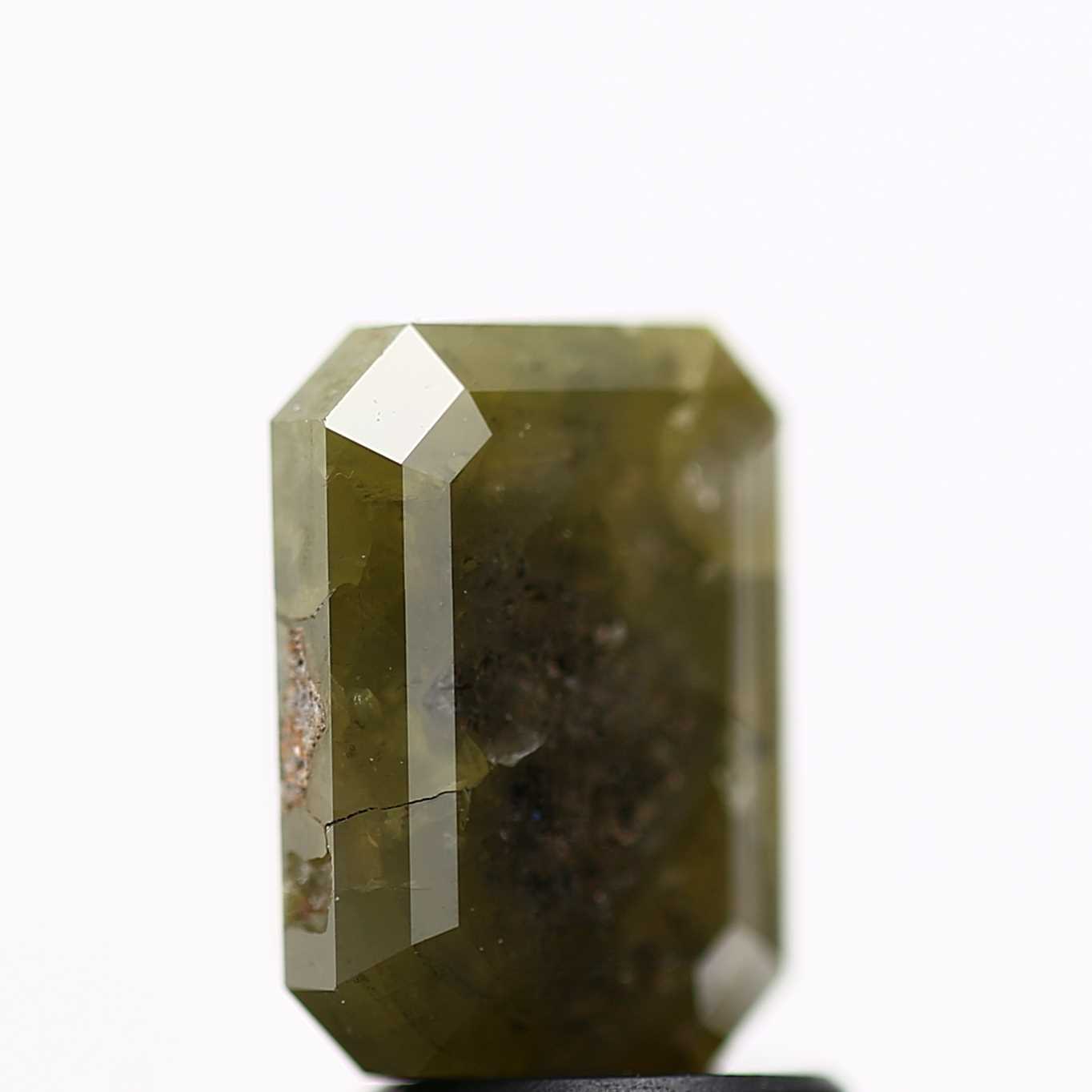 3.22 Carat 9.04 MM Rustic Green Yellow Emerald Cut Natural Diamond - Blackdiamond