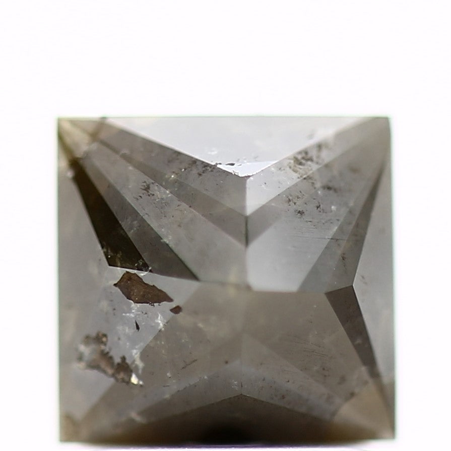 1.69 Carat 6.45 MM Natural Gray Princess Cut Salt and Pepper Diamond - Blackdiamond