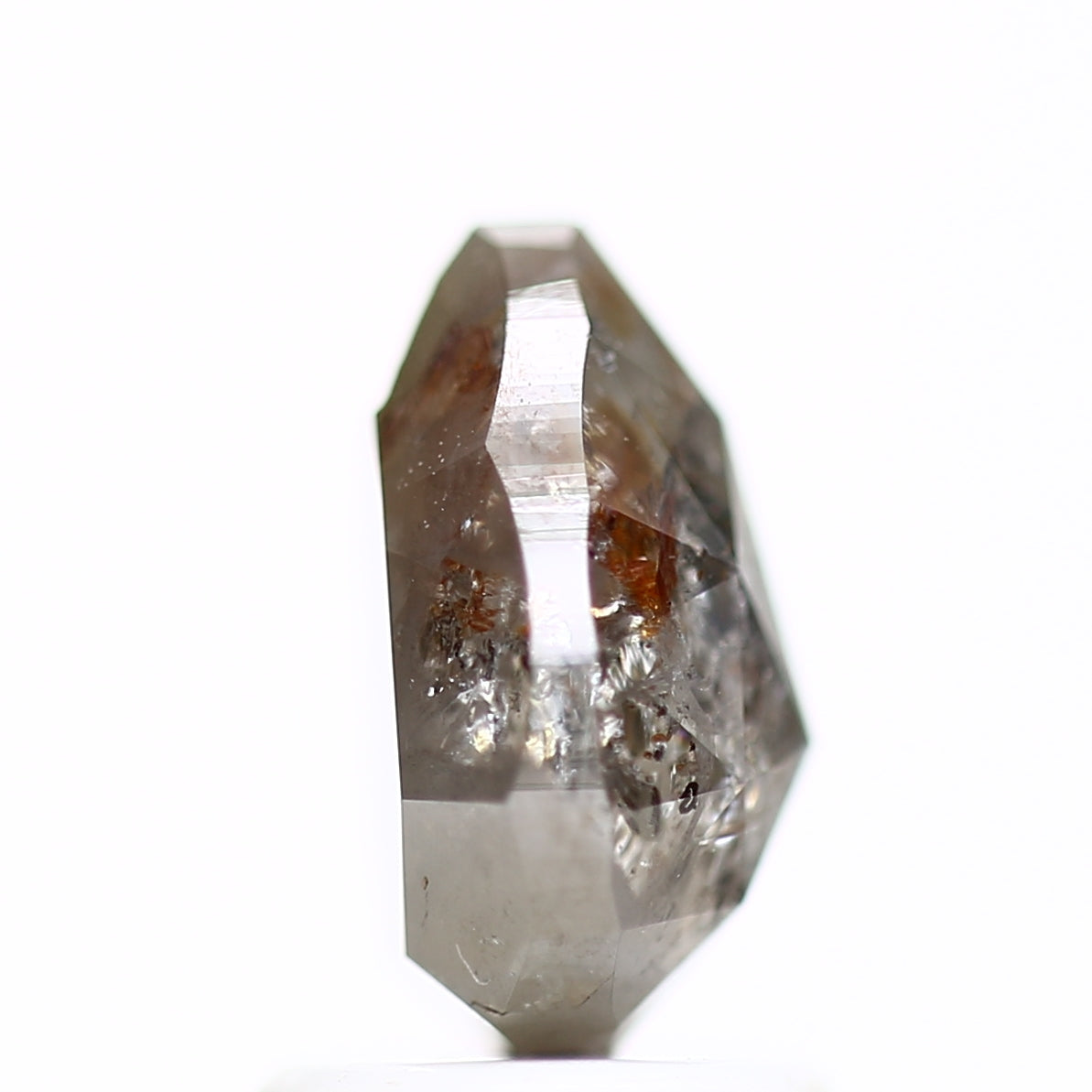 1.99 Carat Pear Rose Cut Salt and Pepper Gray Diamond 8.62 MM
