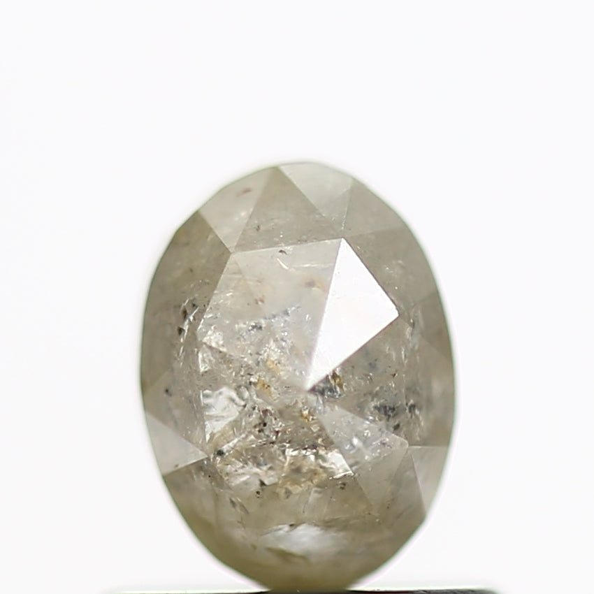 0.91 Carat Natural Rustic Oval Grey Diamond 6 MM