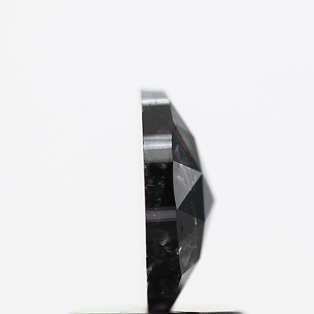 0.69 Carat Oval Rose Cut Natural Black Diamond 7 MM
