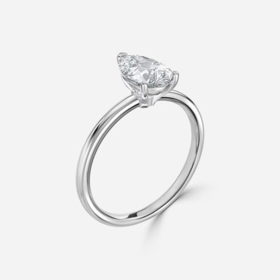 Deltic Pear Solitaire Engagement Ring 14K / 18K Solid Gold