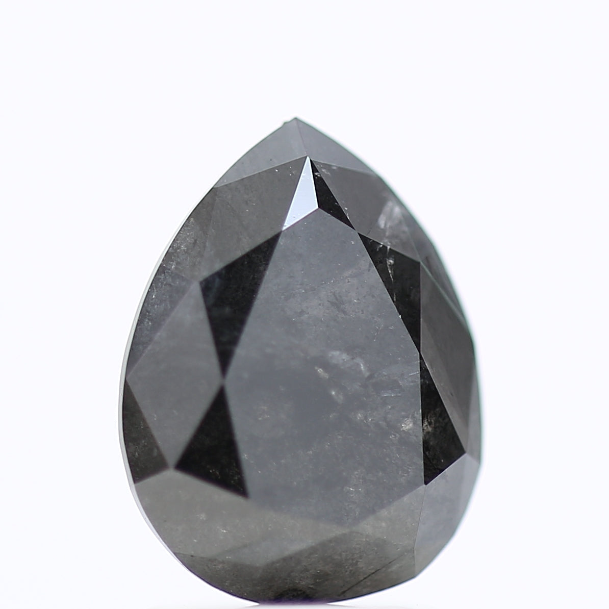 1.84 Carat Gray Black Salt and Pepper Pear Diamond 9.16 MM