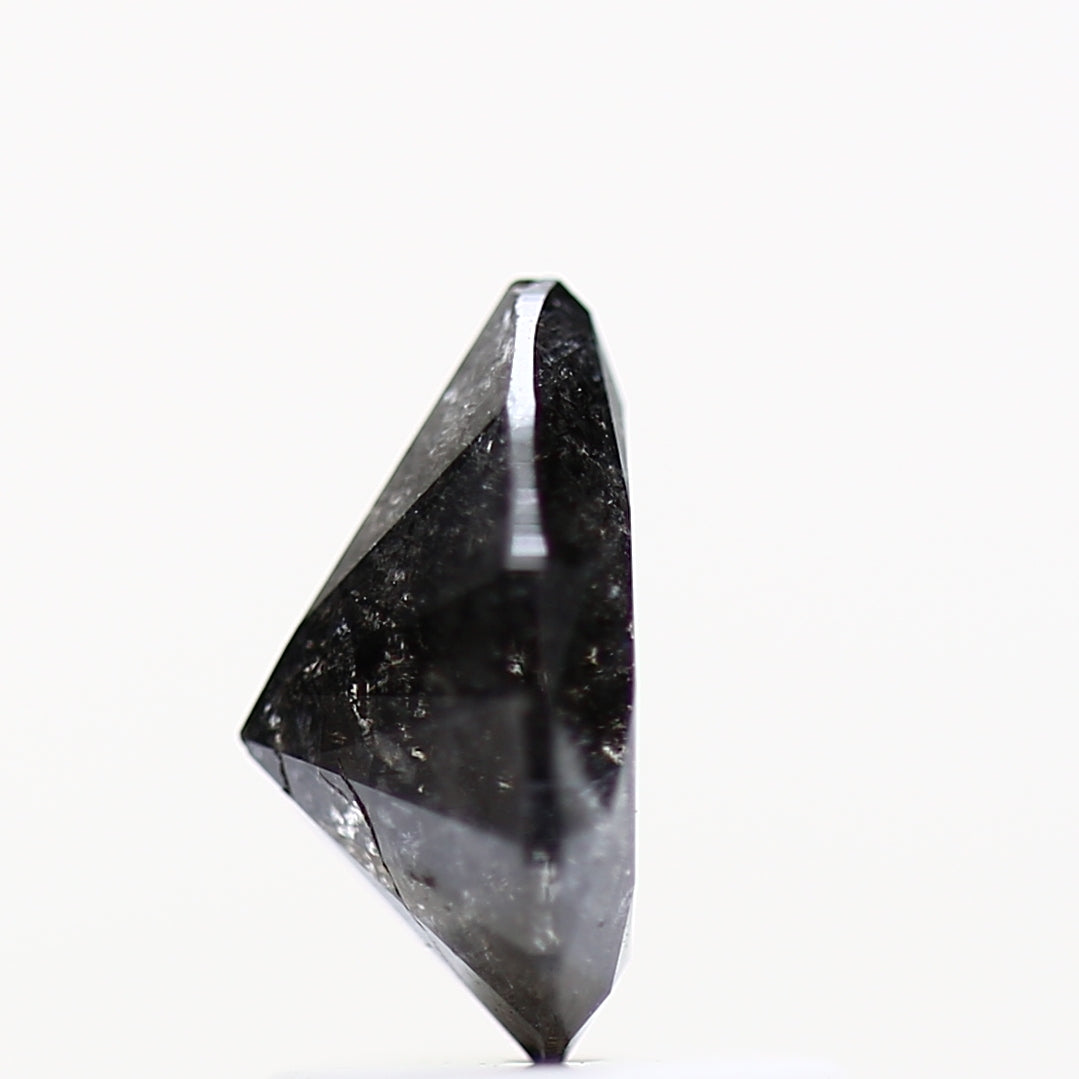 0.90 Carat Fancy Black Natural Diamond Ring Pear Ring 7.53 MM