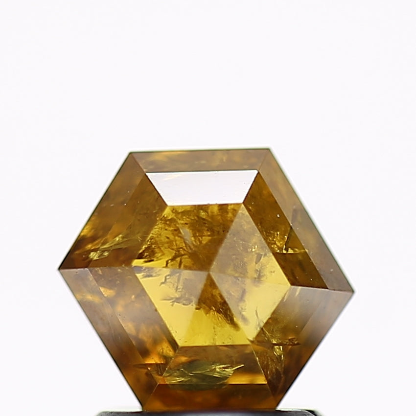 1.51 Carat Natural Yellow Hexagon Salt and Pepper Diamond 6.6 MM