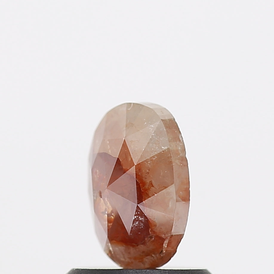 0.68 Carat Orange Rose Cut Oval Diamond 6.6 MM