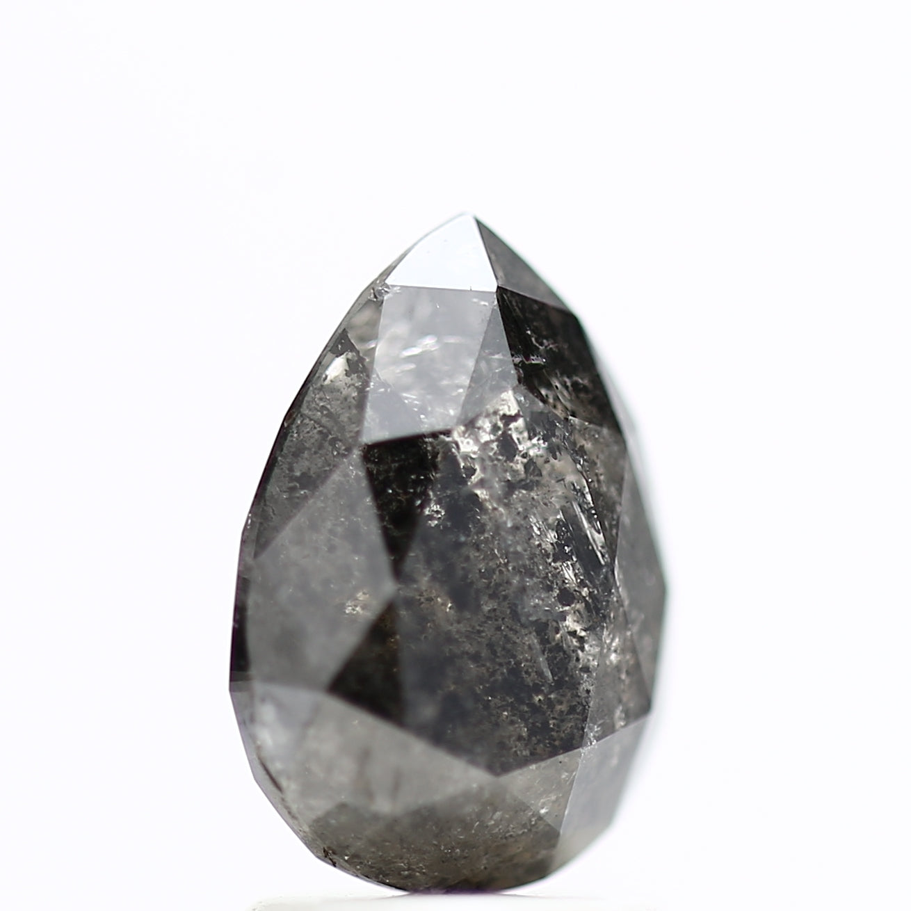 2.02 Carat Salt & Pepper Pear Diamond Double Cut Diamond 9.38 MM