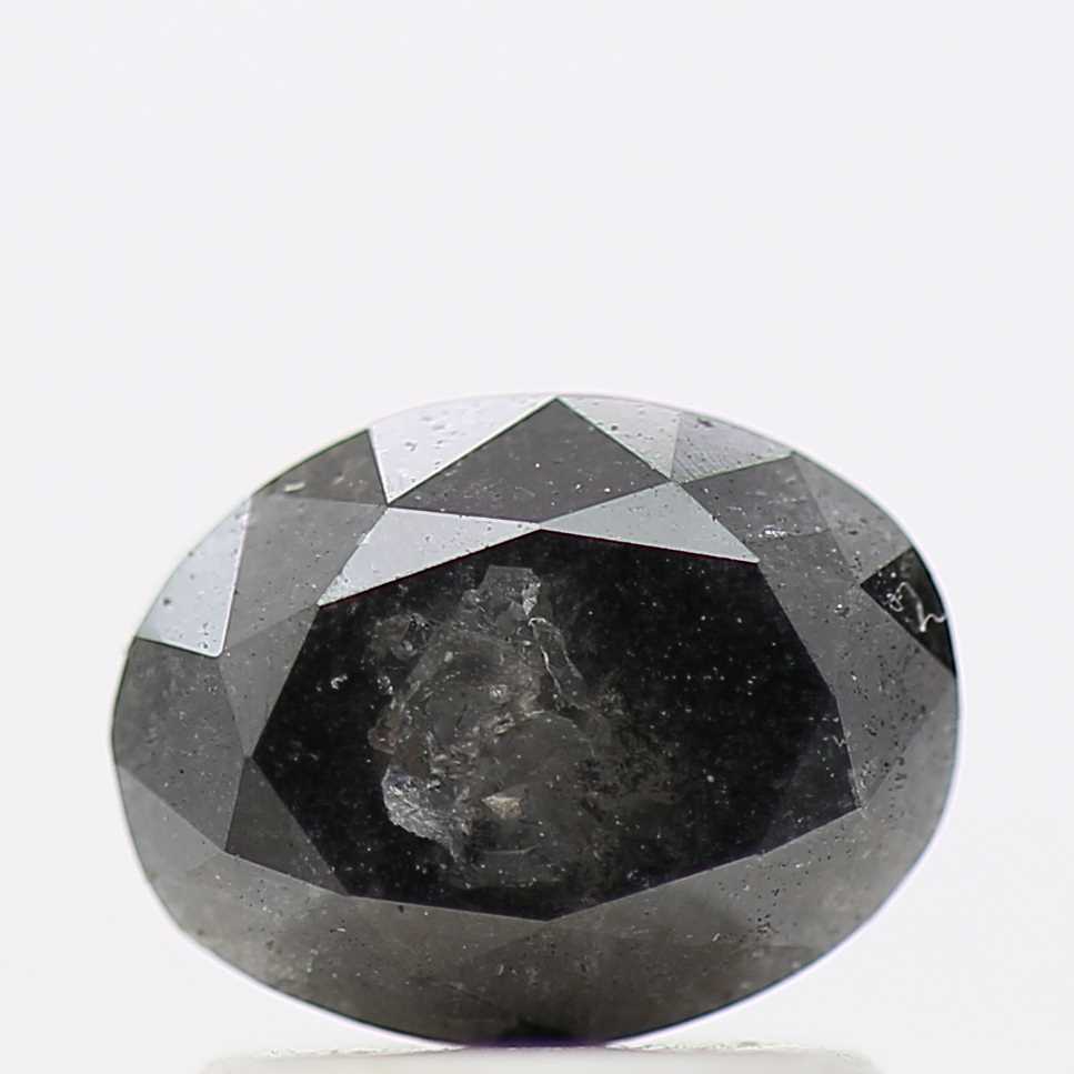 1.07 Carat Black Oval Shape Salt and Pepper Diamond 7.12 MM