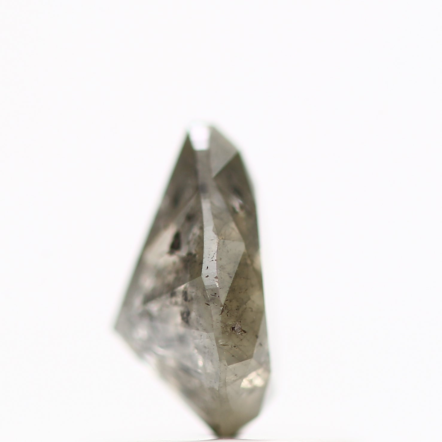 0.48 Carat Fancy Gray Pear Salt and Pepper Diamond 6.32 MM