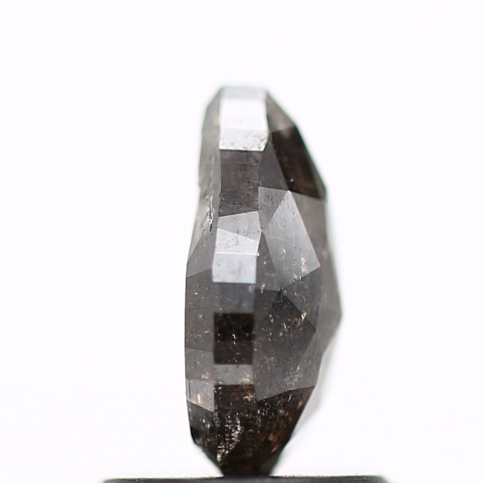 0.93 Carat Black Spackled Pear Salt and Pepper Diamond 7.57 MM