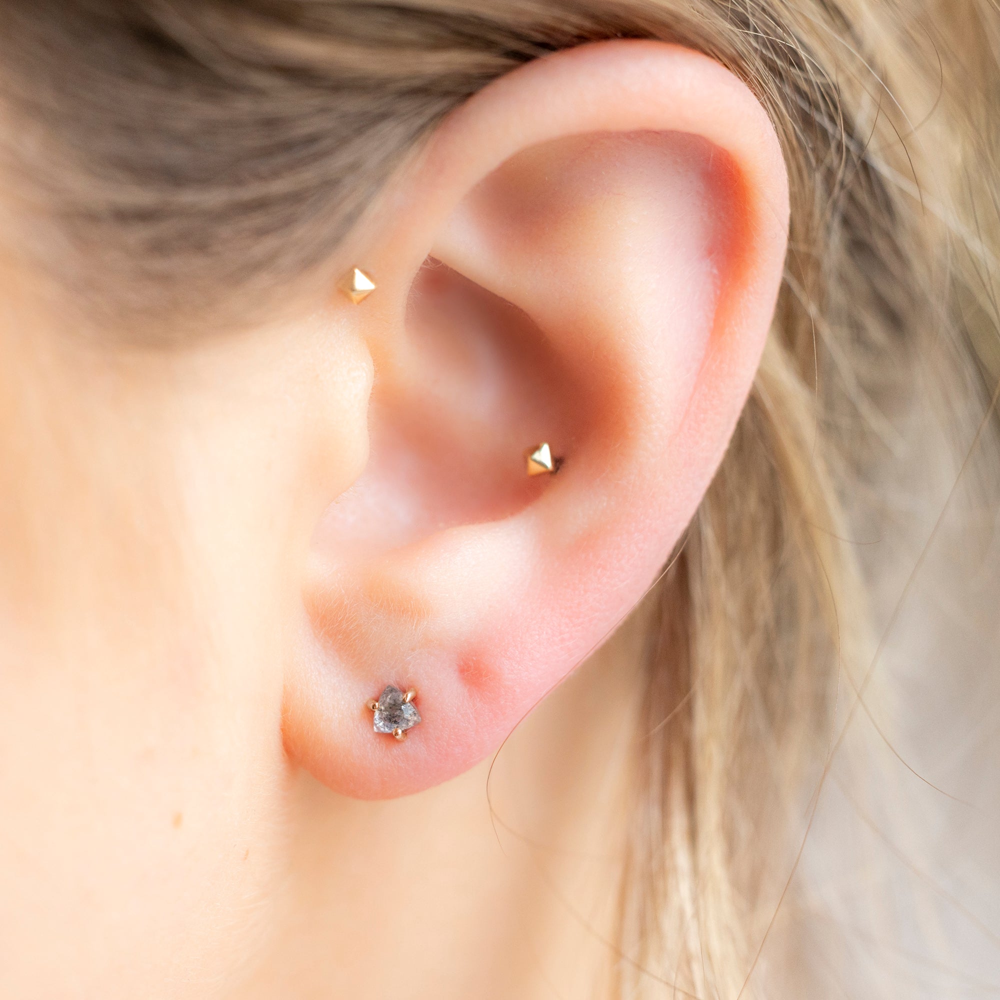0.50 Carat Salt and Pepper Diamond Trillion Stud Earrings