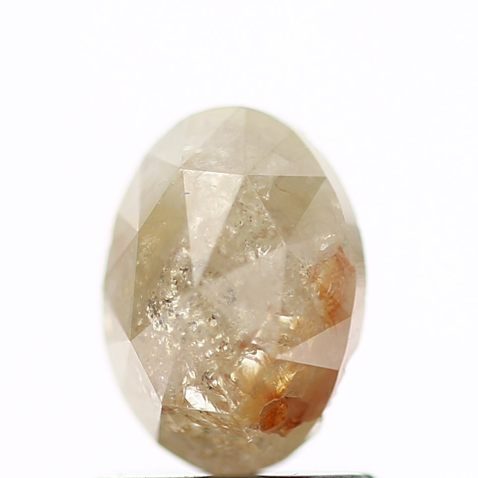 1.04 Carat Natural Rose Cut Rustic Oval Yellow Diamond 7.2 MM