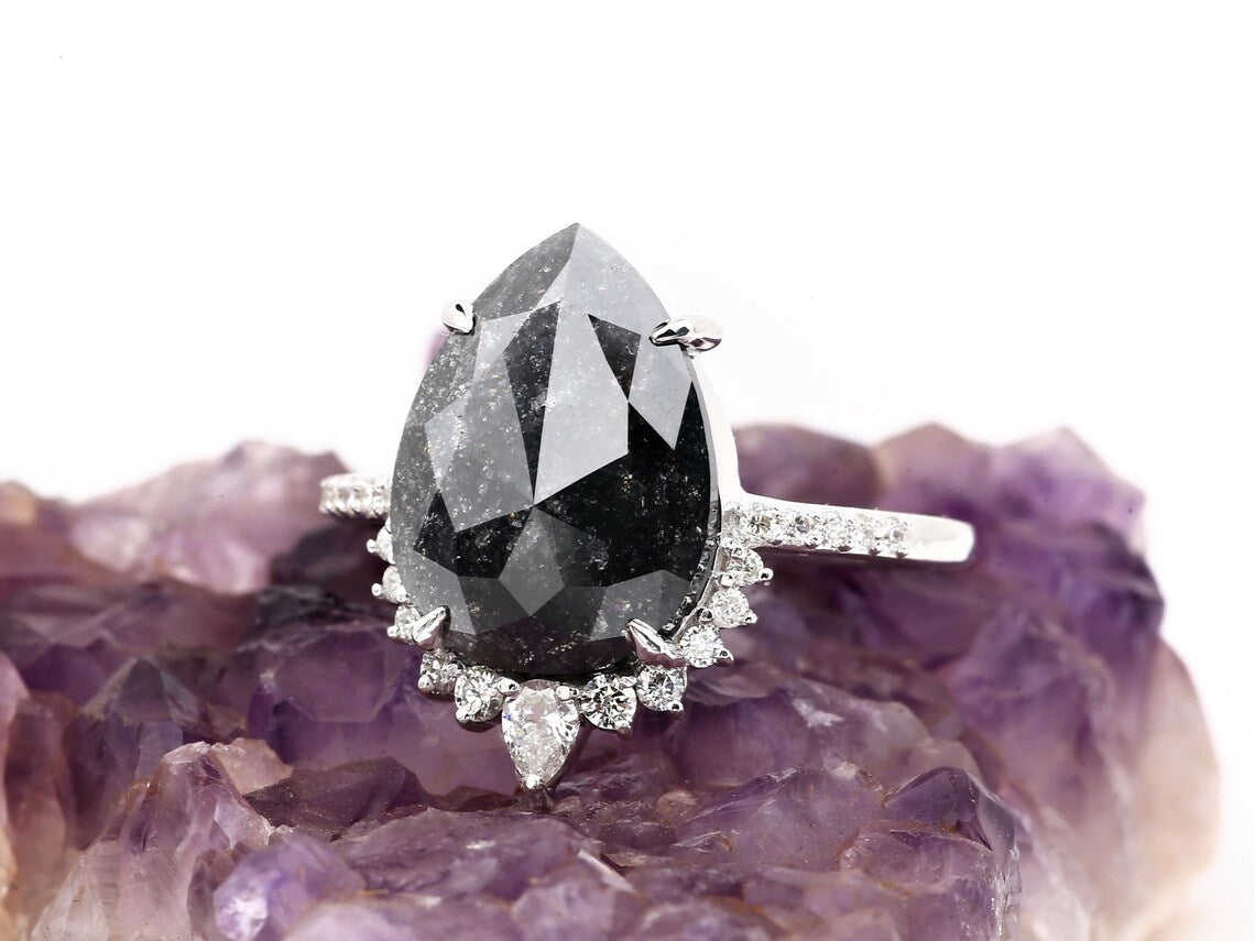 natural tear drop diamond ring