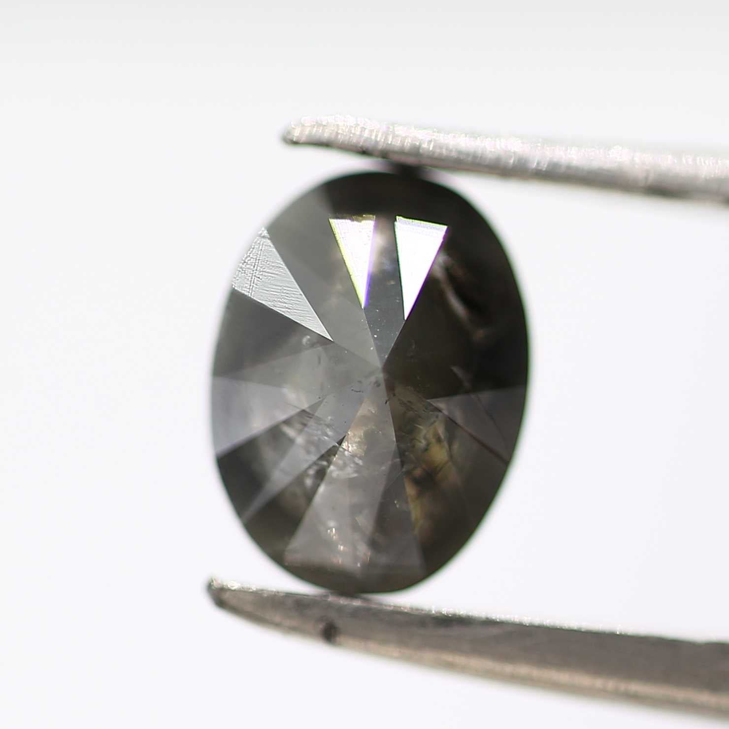 1.15 Carat Dark Gray Oval Shape Salt and Pepper Diamond 7.30 MM