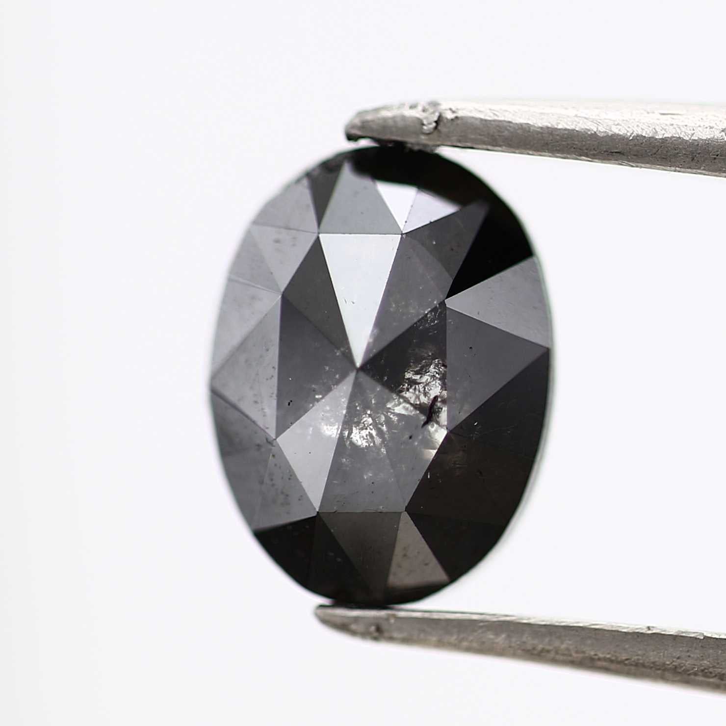 1.45 Carat Fancy Black Oval Shape Salt and Pepper Diamond 8.10 MM