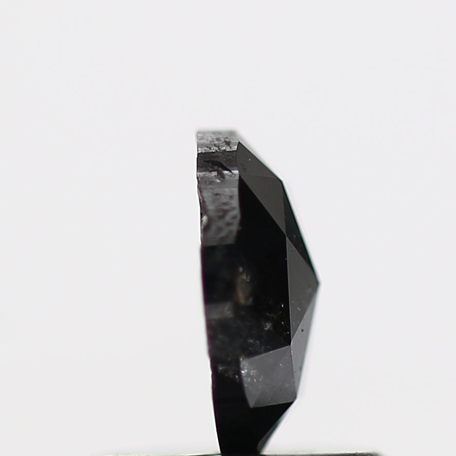 0.51 Carat Oval Rose Cut Natural Black Diamond 6.2 MM