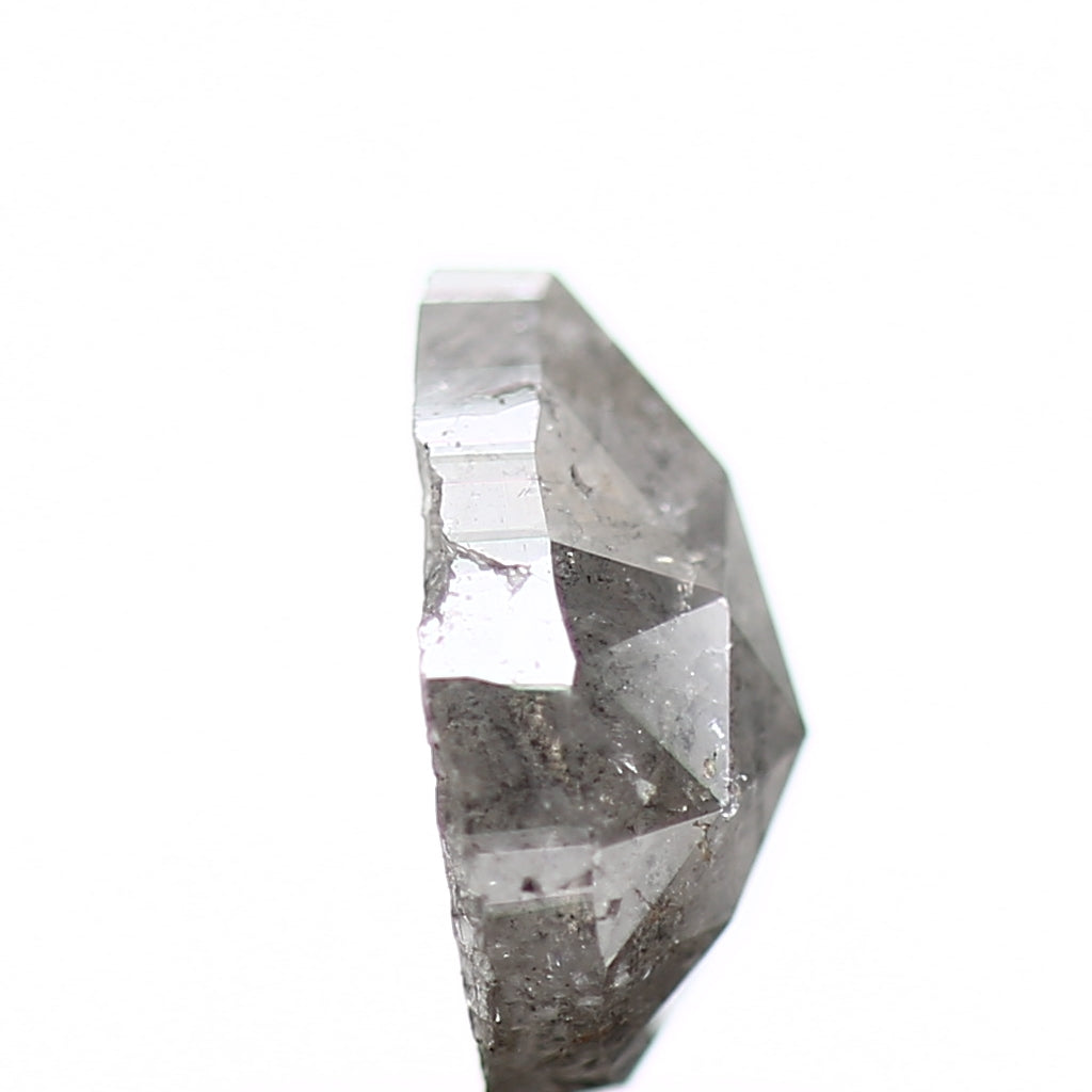 0.97 Carat Natural Gray Pear Rose Cut Salt and Pepper Diamond