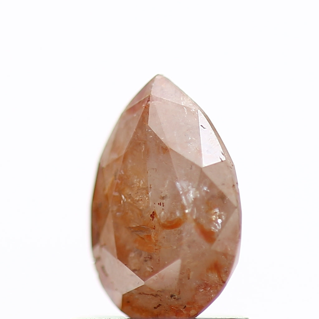 0.87 Carat Rustic Natural Orange Pear Brilliance Diamond 7.58 MM