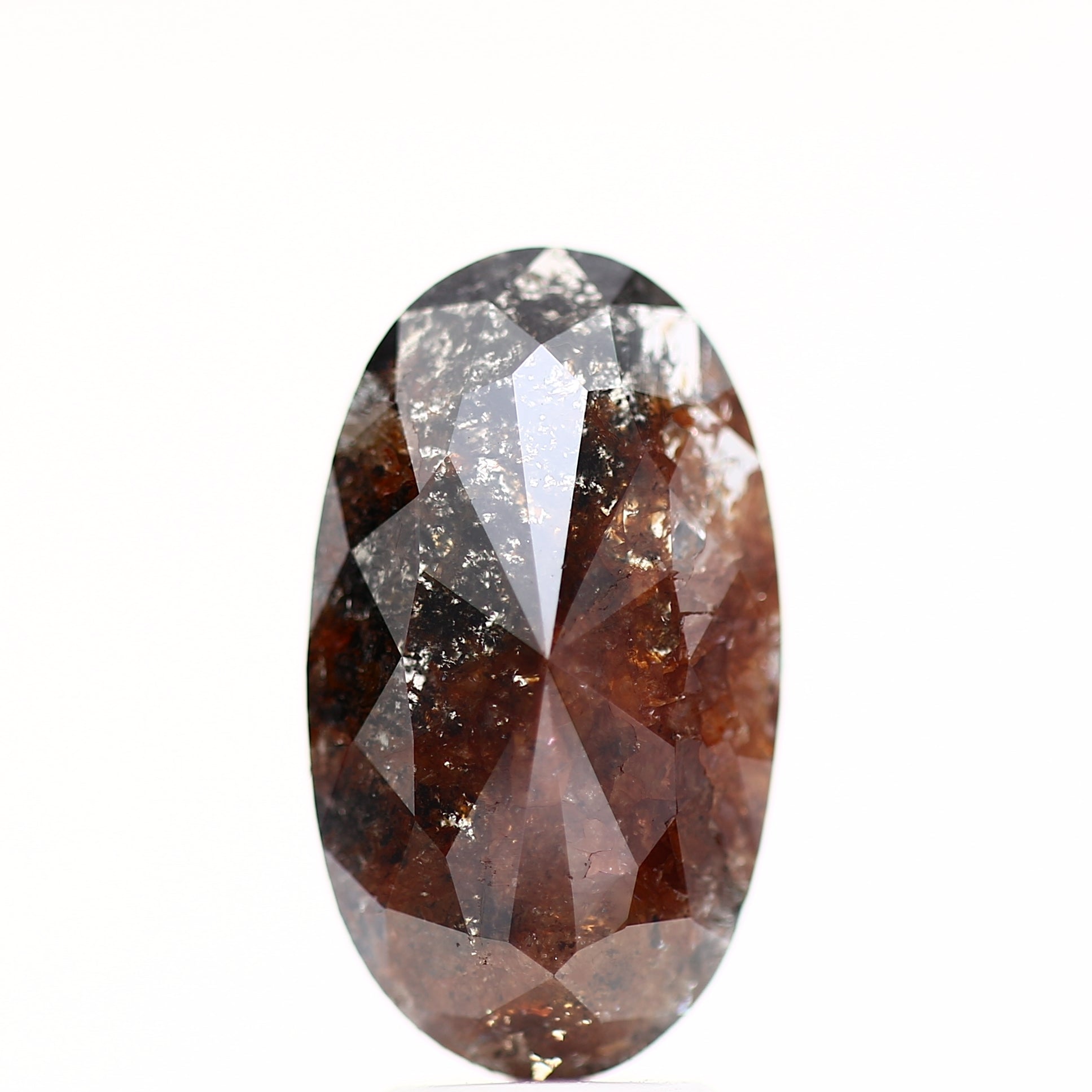 3 Carat Elongated Oval Orange Salt and Pepper Diamond 14 MM