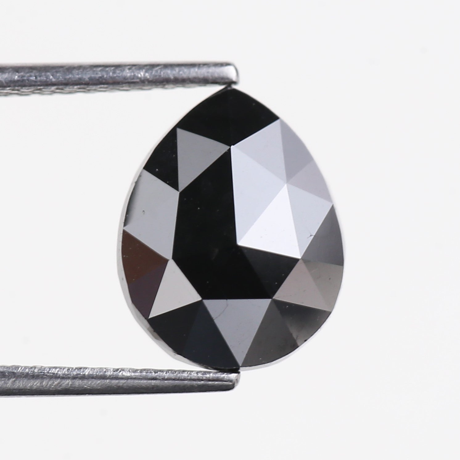 3 Carat Pear Cut Black Diamond Rose Cut 10.50 MM