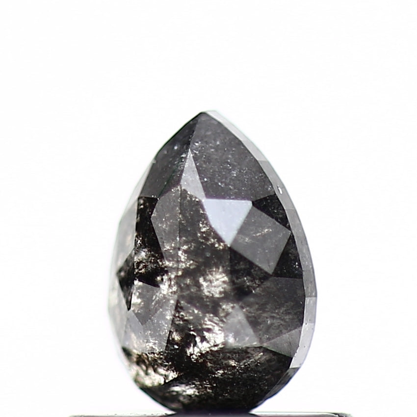 0.59 Carat Black Pear Salt and Pepper Galaxy Diamond 5.94 MM