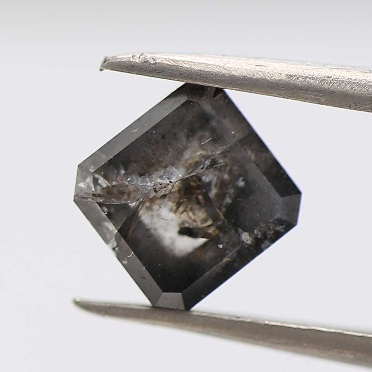 1.84 Carat 6.62 MM Fancy Gray Emerald Cut Salt and Pepper Diamond - Blackdiamond