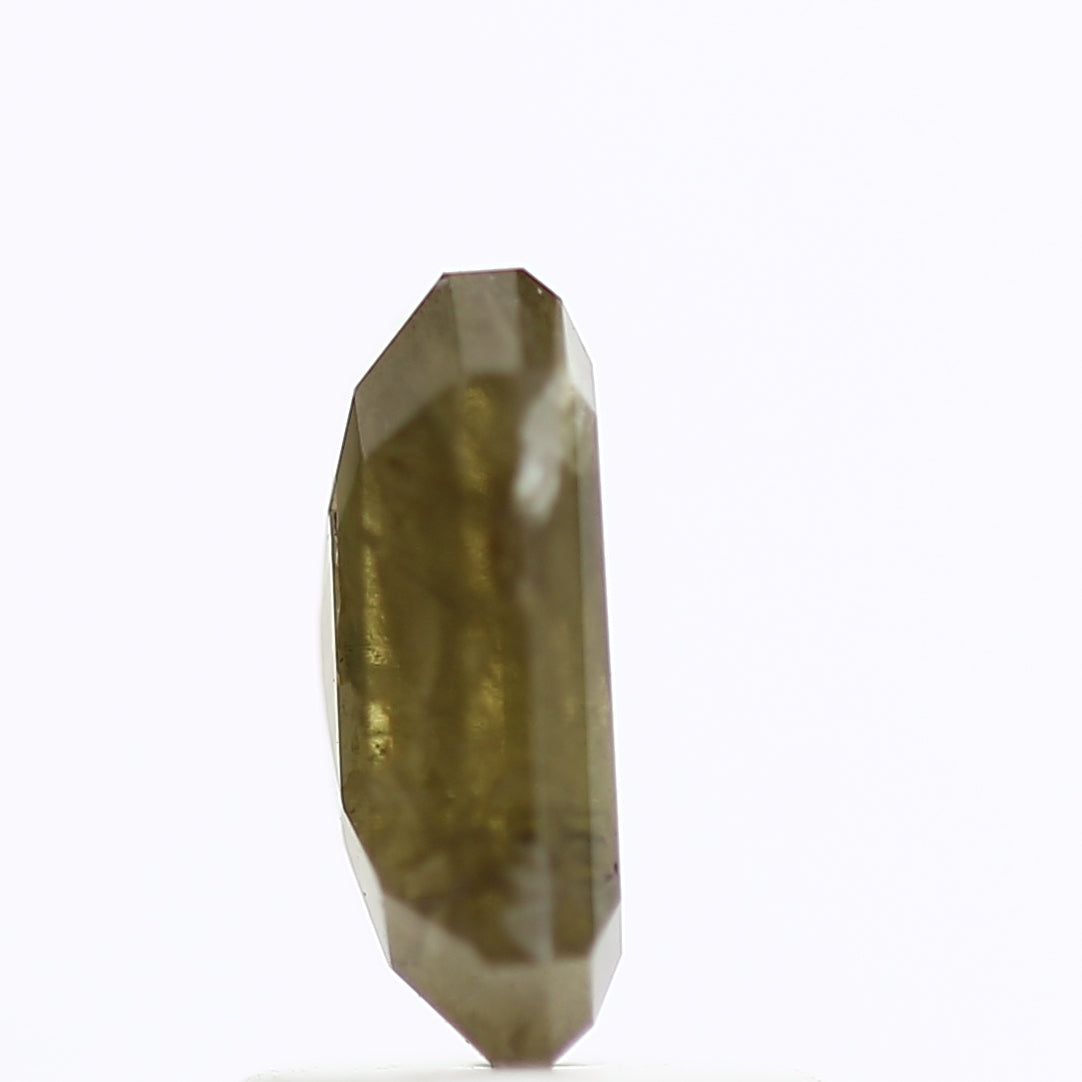 1.22 Carat Emerald Cut Olive Yellow Salt And Pepper Diamond 7.59 MM