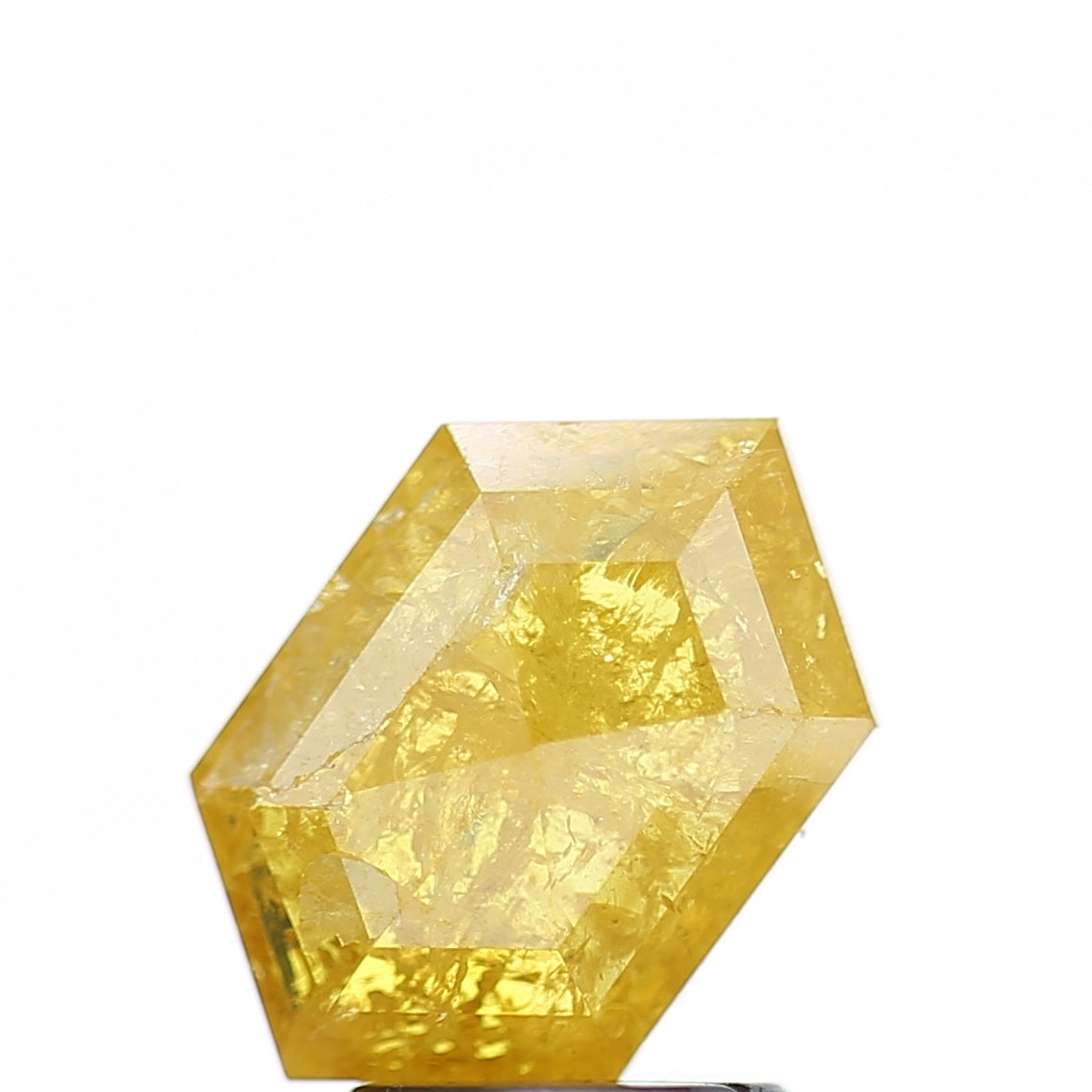 2 Carat Hexagon Salt and Pepper Diamond Elongated Fancy Yellow 10.50 MM