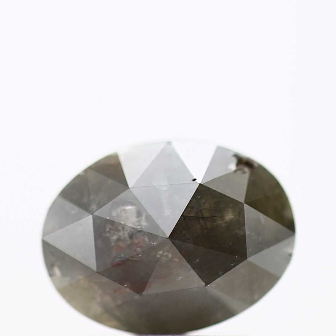 0.95 Carat Rose Cut Fancy Gray Diamond Oval Shape 8 MM
