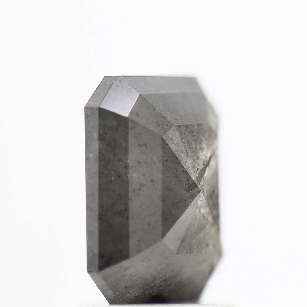 1.67 Carat 7.63 MM Fancy Gray Emerald Cut Salt and Pepper Diamond - Blackdiamond