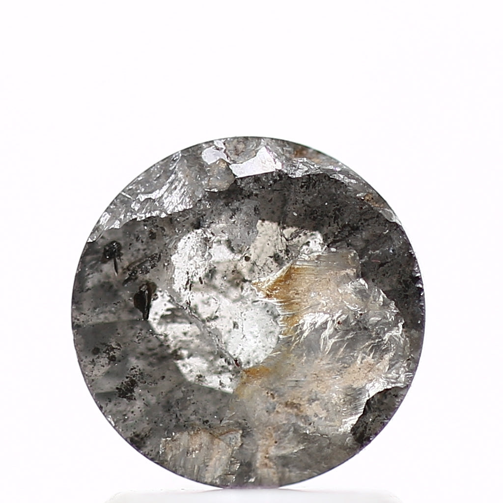 0.98 Carat 6.9 MM Natural Gray Rose Cut Salt and Pepper Diamond - Blackdiamond