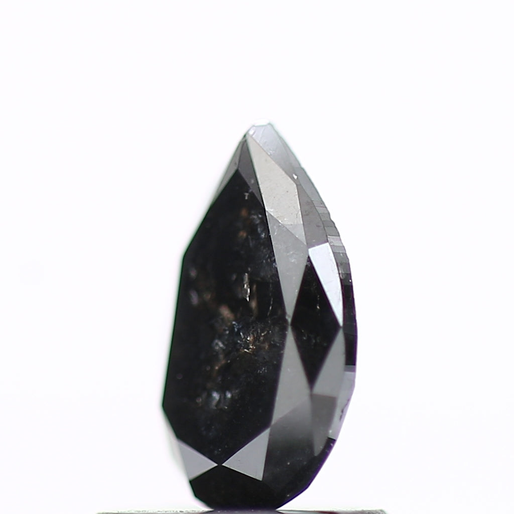 0.64 Carat Fancy Black Pear Salt and Pepper Diamond 7.45 MM