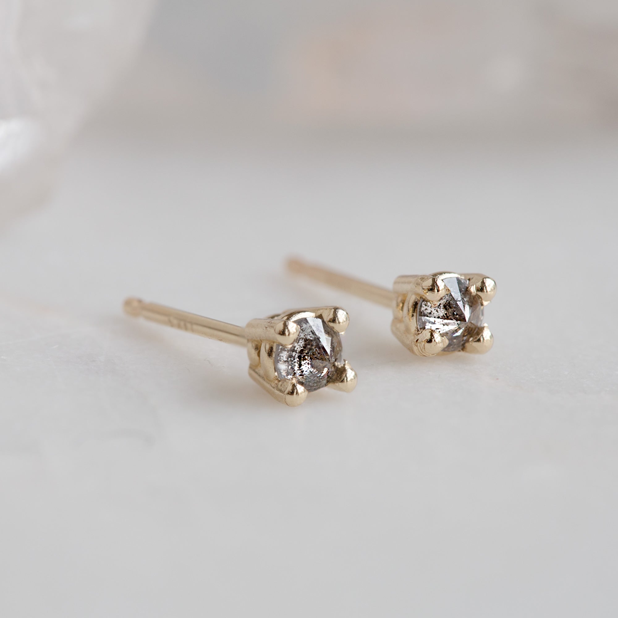 0.32 Carat Inverted Salt and Pepper Diamond Stud Earrings