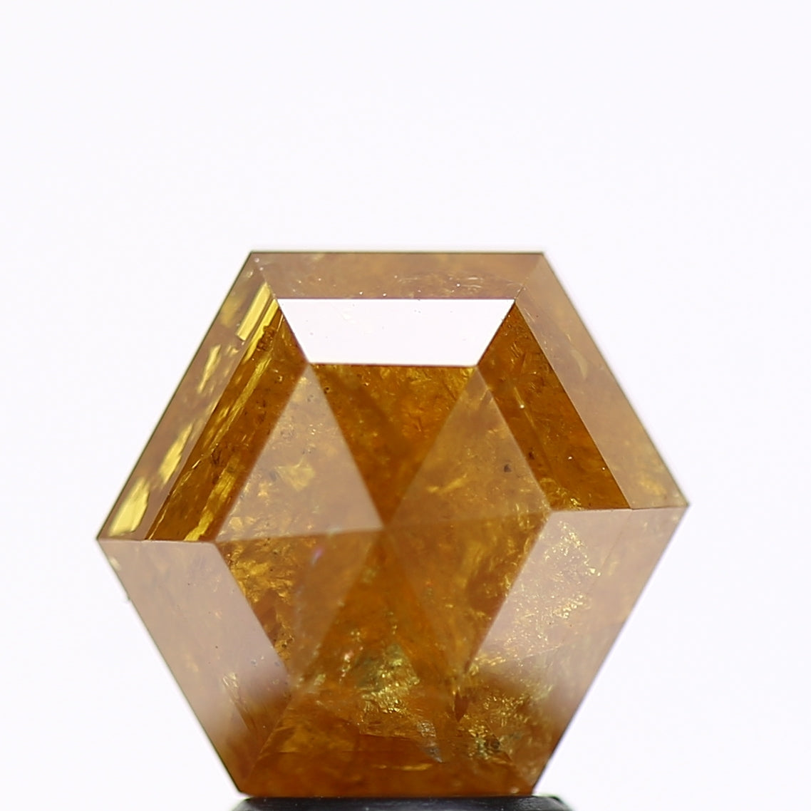 3.88 Carat Natural Yellow Hexagon Salt and Pepper Diamond 9.35 MM