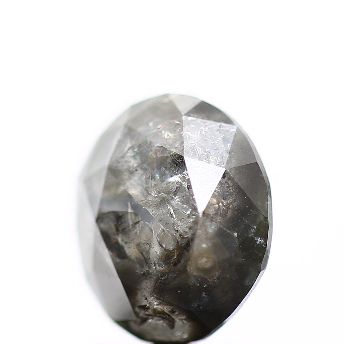 1.96 Carat Oval Cut Gray Salt and Pepper Diamond 8.25 MM