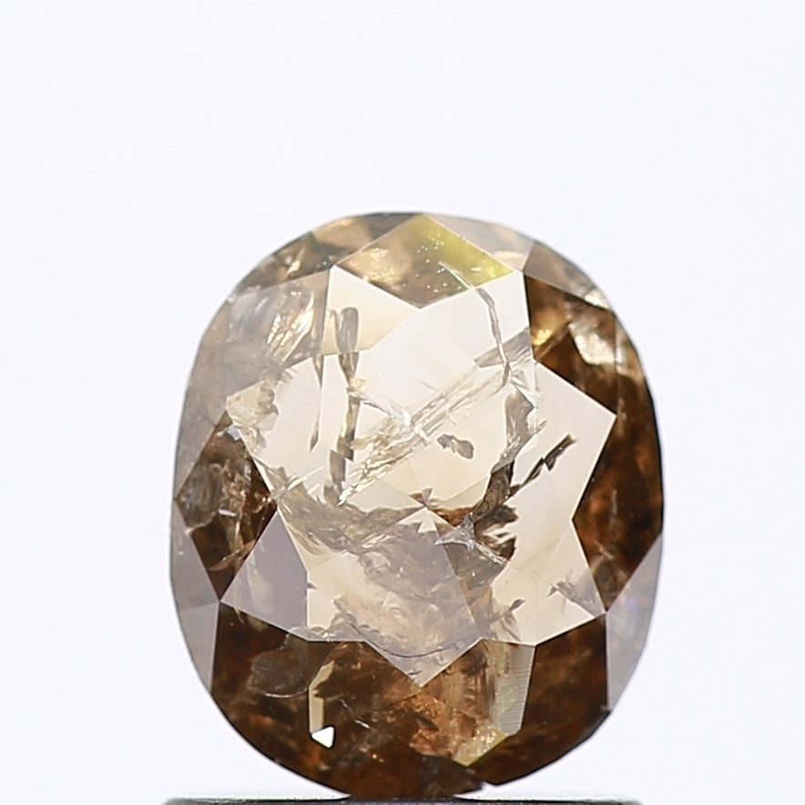 0.67 Carat Champagne Rose Cut Oval Diamond For Ring 6.70 MM