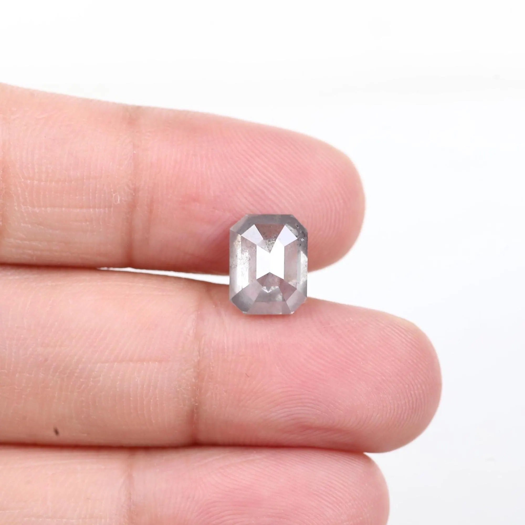 3 Carat Emerald Cut Salt and Pepper Diamond Natural 9.35 MM