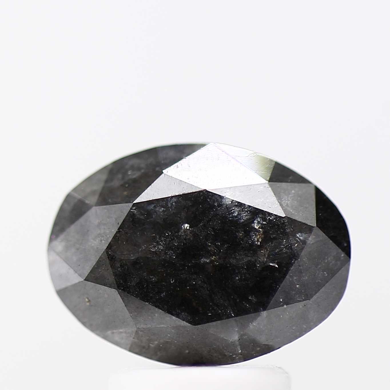 2.53 Carat Salt and Pepper Fancy Black Diamond Oval Shape 10 MM