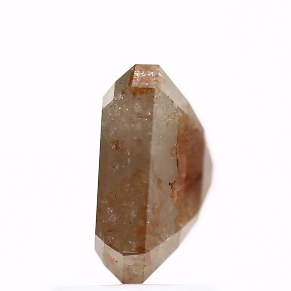 1.96 Carat 7.40 MM Emerald Cut Orange Natural Loose Rustic Diamond - Blackdiamond