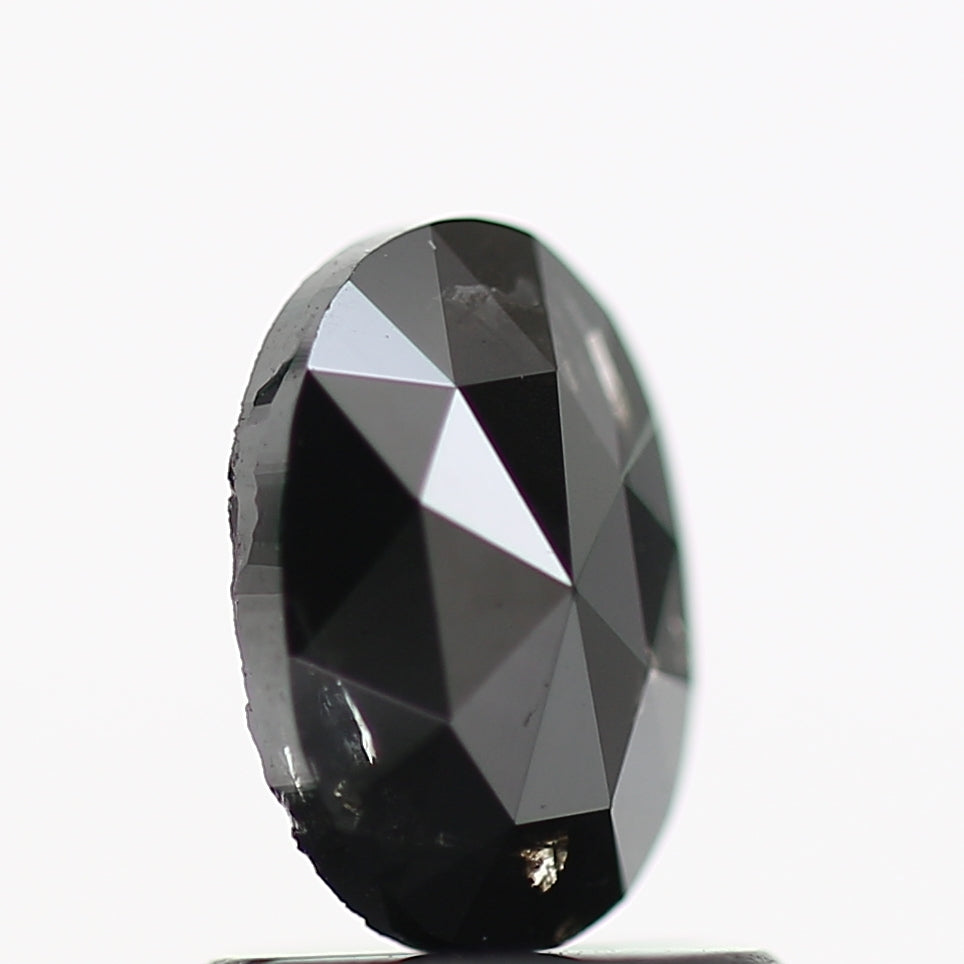 0.70 Carat Black Oval Rose Cut Natural Diamond 7.10 MM