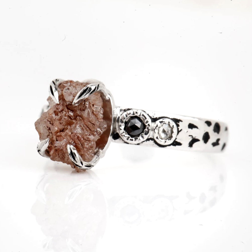 fancy red rough diamond ring