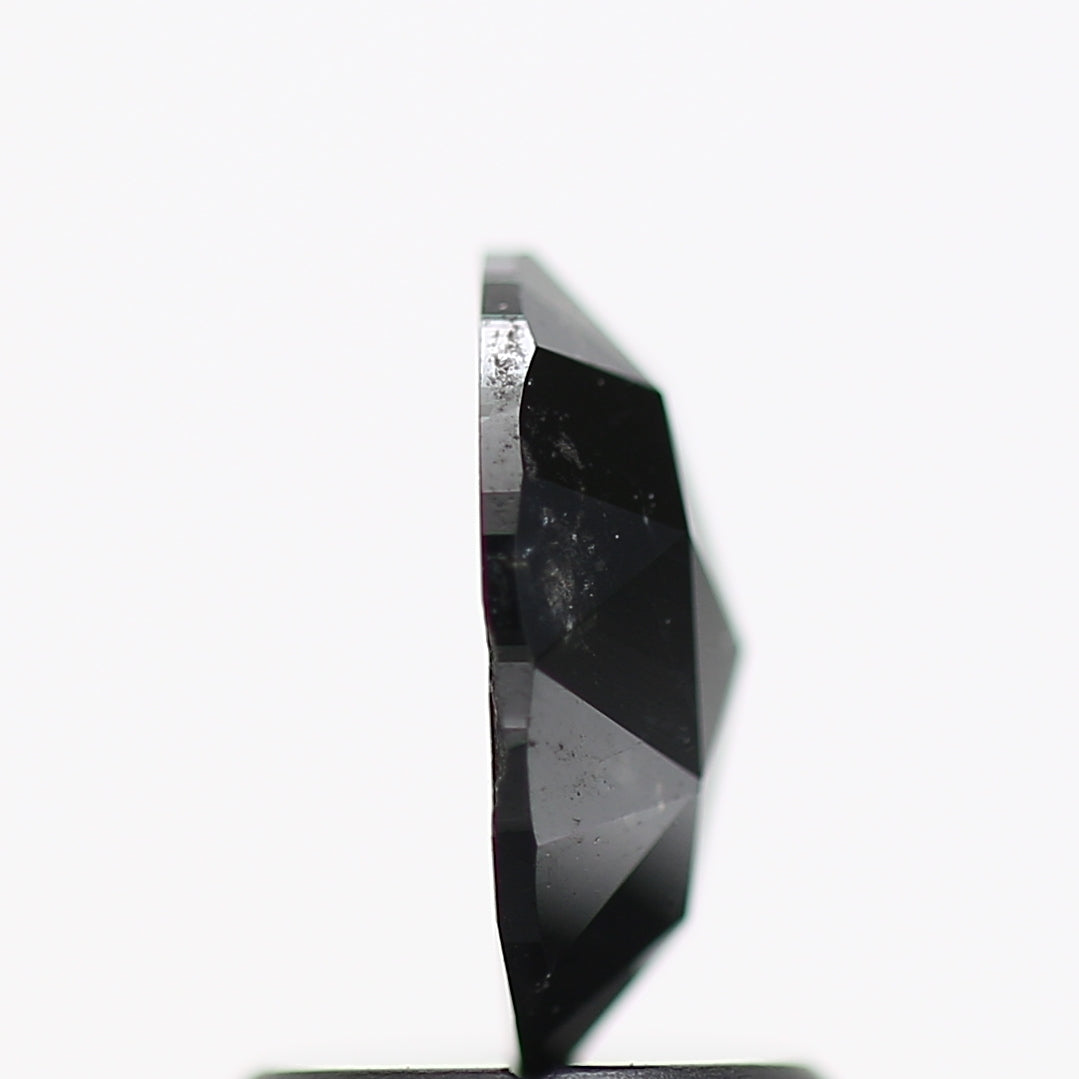 0.94 Carat Oval Rose Cut Natural Black Diamond 8 MM