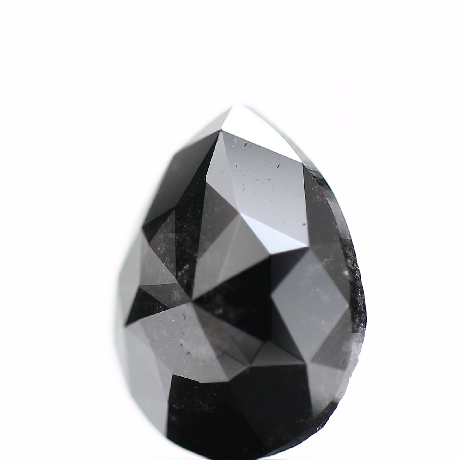 3.39 Carat Rose Cut Pear Salt and Pepper Black Diamond 11.76 MM