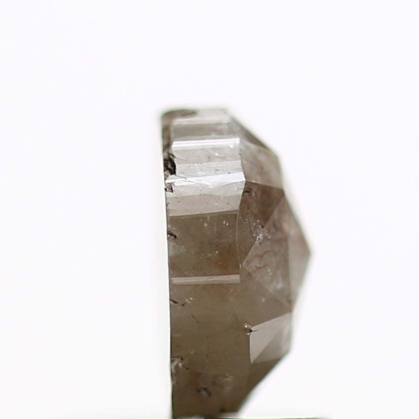 0.77 Carat Natural Rustic Oval Brown Gray Diamond 6.1 MM