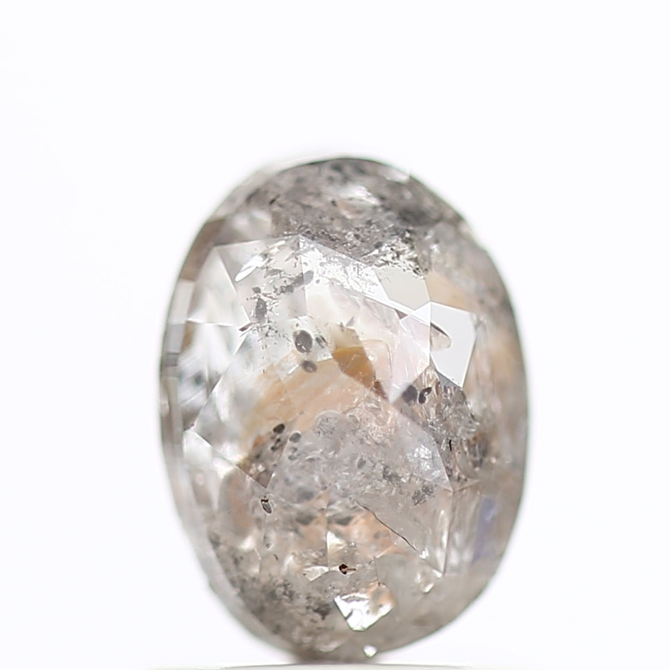 1 Ct Salt and Pepper Diamond Oval Natural Rose Cut 7.13 MM